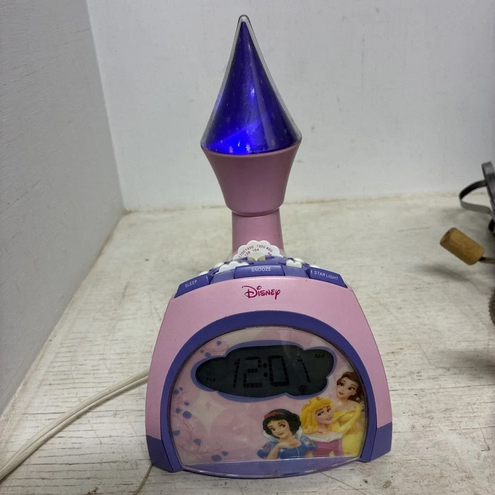 Disney Princess Alarm Clock Radio Star Light Castle Pink Everything WORKS Read